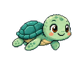 CurrentFlow's pixel-art sea turtle swimming beneath the schedule